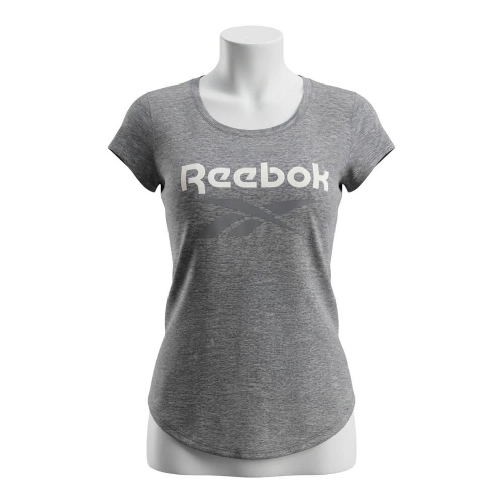 Reebok Heather Gray Athletic Activewear Workout T-Shirt Large Scoop Neck